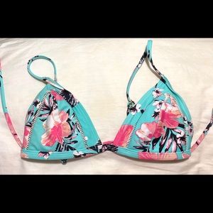 Floral pink and blue bikini top size medium